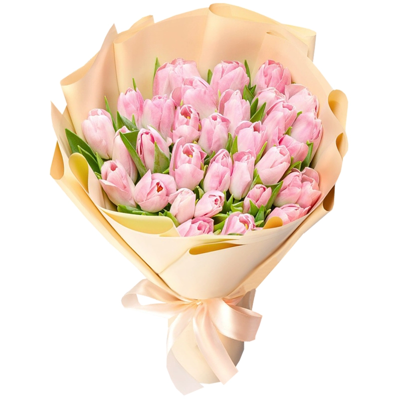 35 розовых тюльпанов